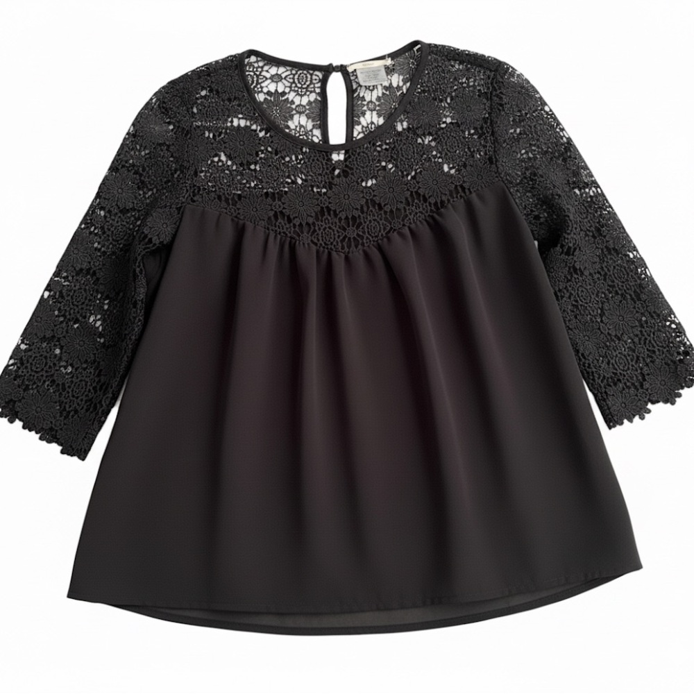 60# Black Lace Women's Blouse - Picture 4 of 9